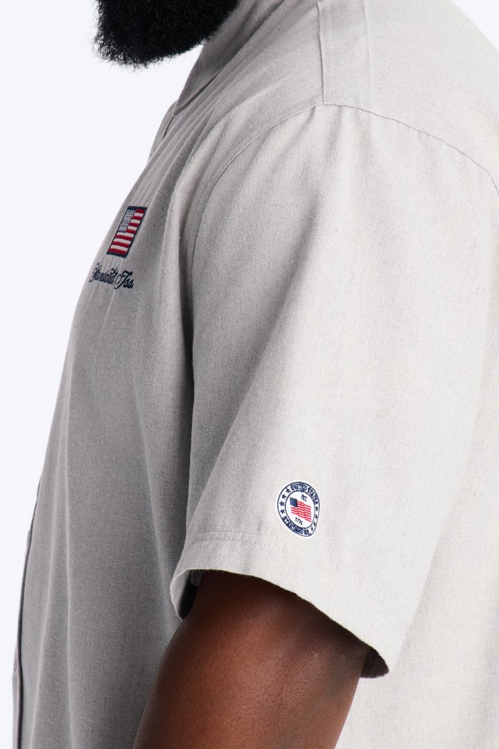 Only In The USA 76' Button Up Shirt - Grey
