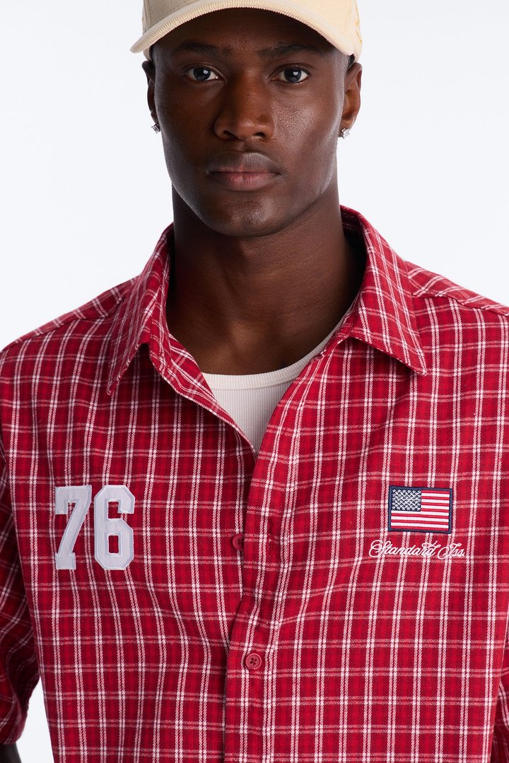 Only In The USA 76' Button Up Shirt - Red