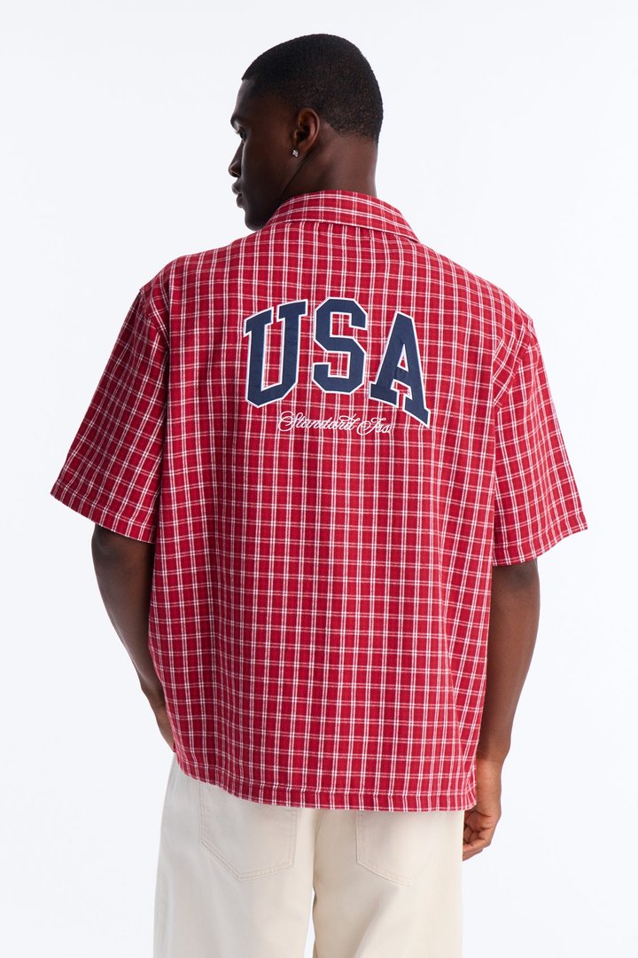 Only In The USA 76' Button Up Shirt - Red
