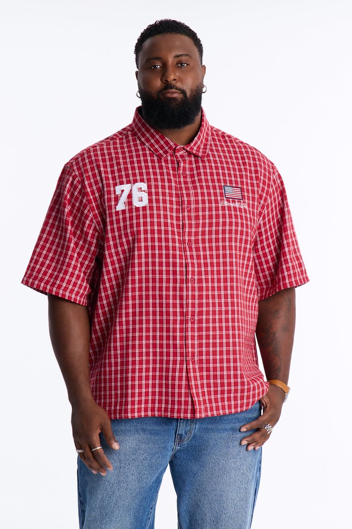 Only In The USA 76' Button Up Shirt - Red