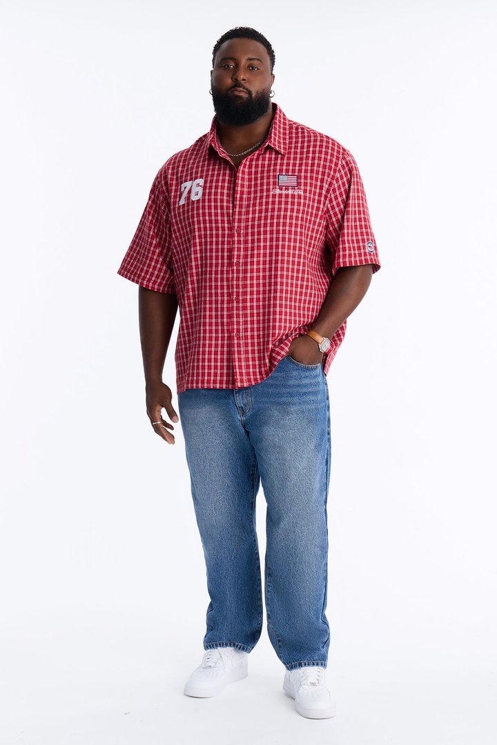 Only In The USA 76' Button Up Shirt - Red