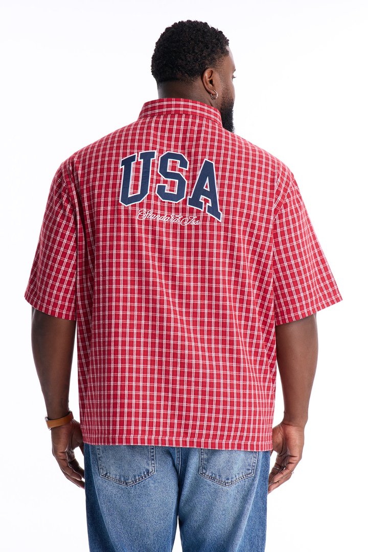 Only In The USA 76' Button Up Shirt - Red