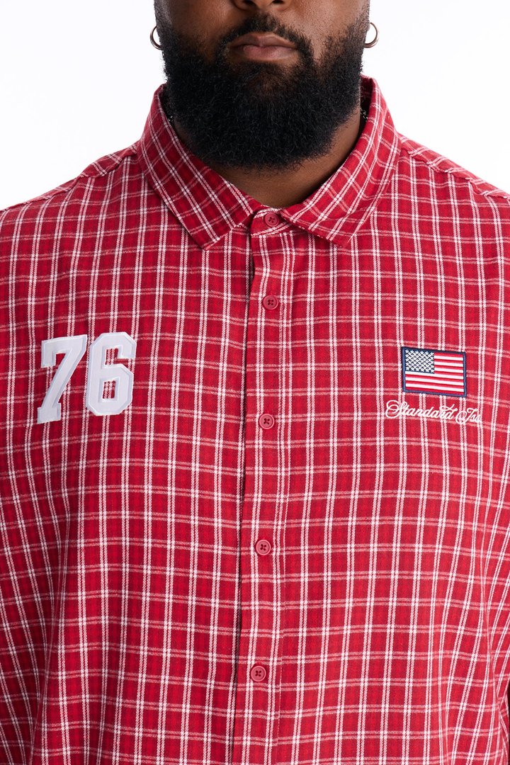 Only In The USA 76' Button Up Shirt - Red