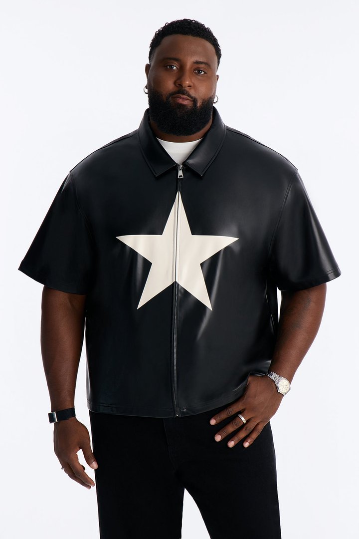 Star Quality Zip Up Shirt - Black/combo
