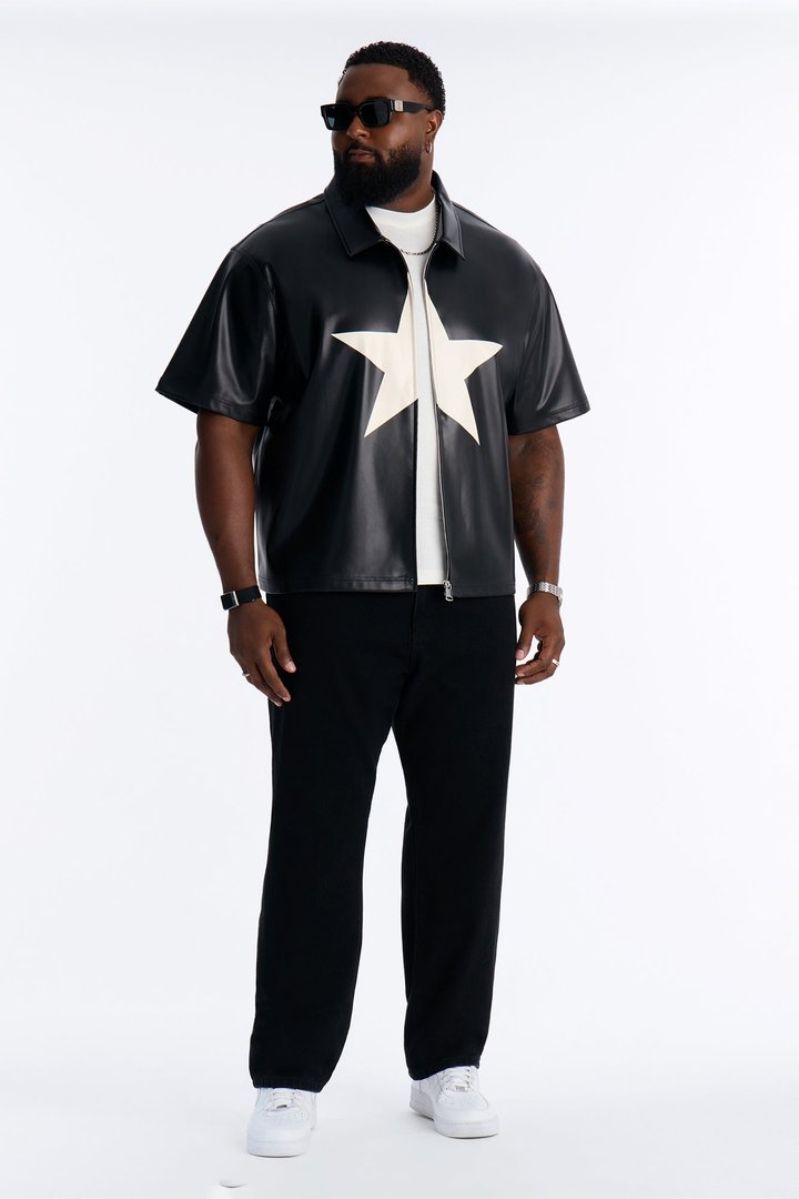 Star Quality Zip Up Shirt - Black/combo