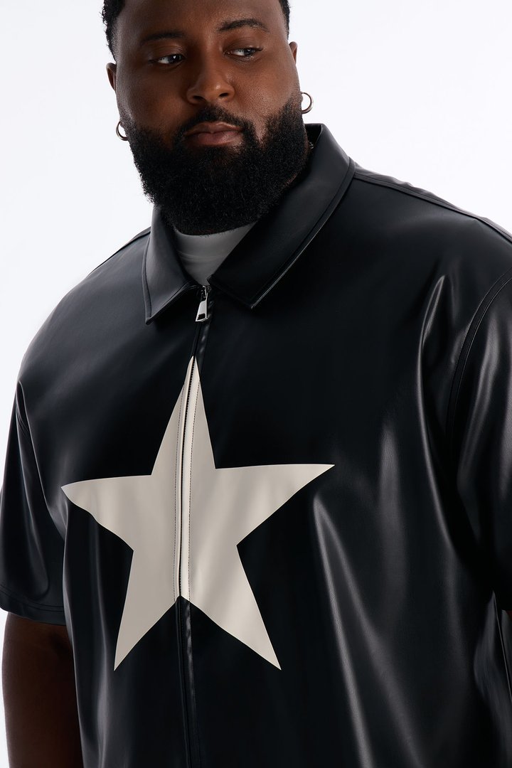 Star Quality Zip Up Shirt - Black/combo