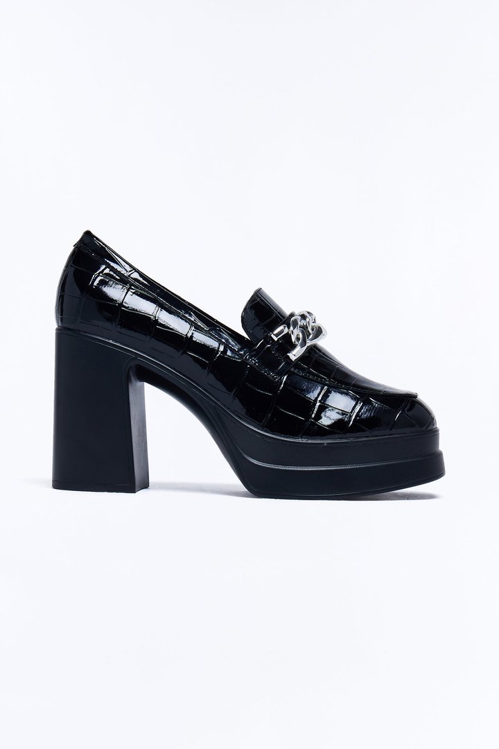 Cecile Platform Loafer Pumps - Black