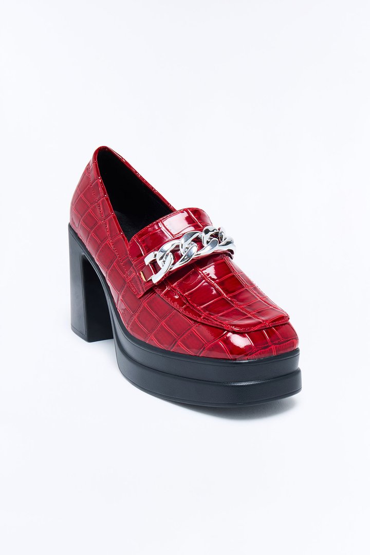 Cecile Platform Loafer Pumps - Burgundy
