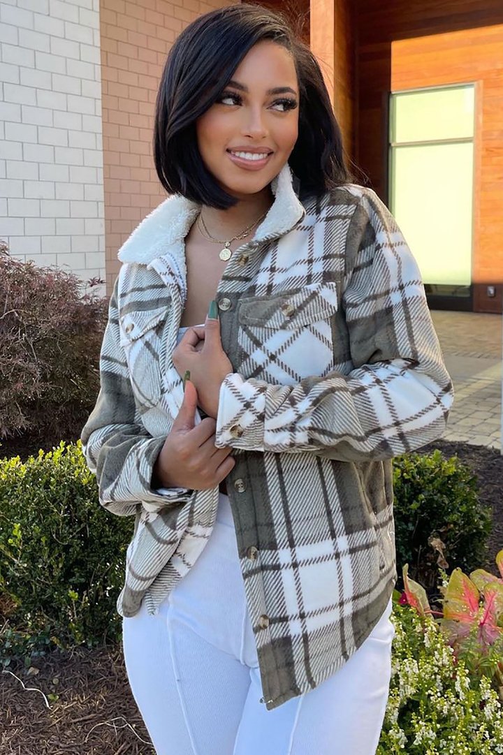 Cozy Days Plaid Shacket - Taupe/combo