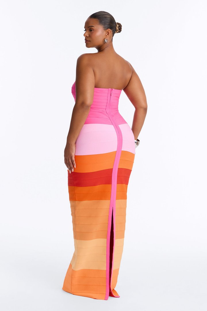 Major Moment Colorblock Bandage Maxi Dress - Pink/combo