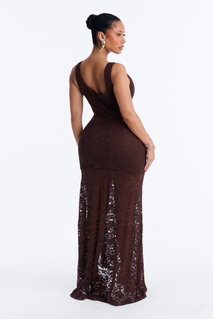 Skye Lace Maxi Dress - Chocolate