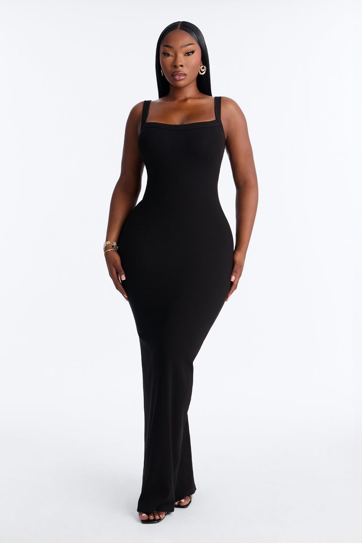 Ericka Snatched Maxi Dress - Black