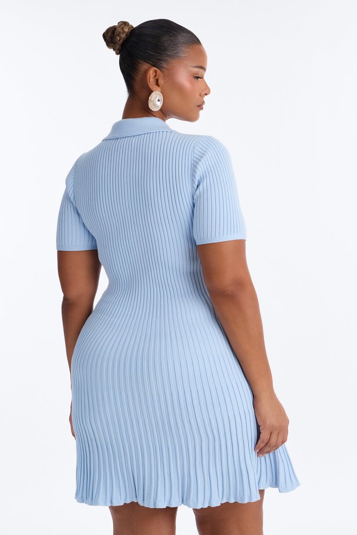 Adelina Sweater Mini Dress - Light Blue