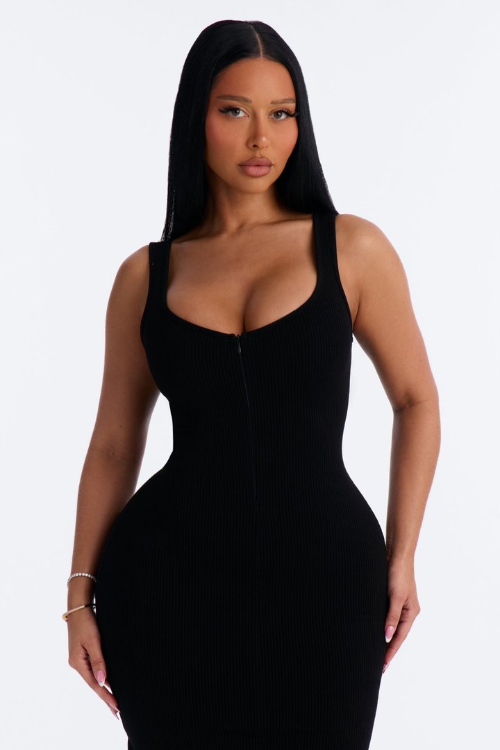 Camilla Snatched Midi Dress - Black