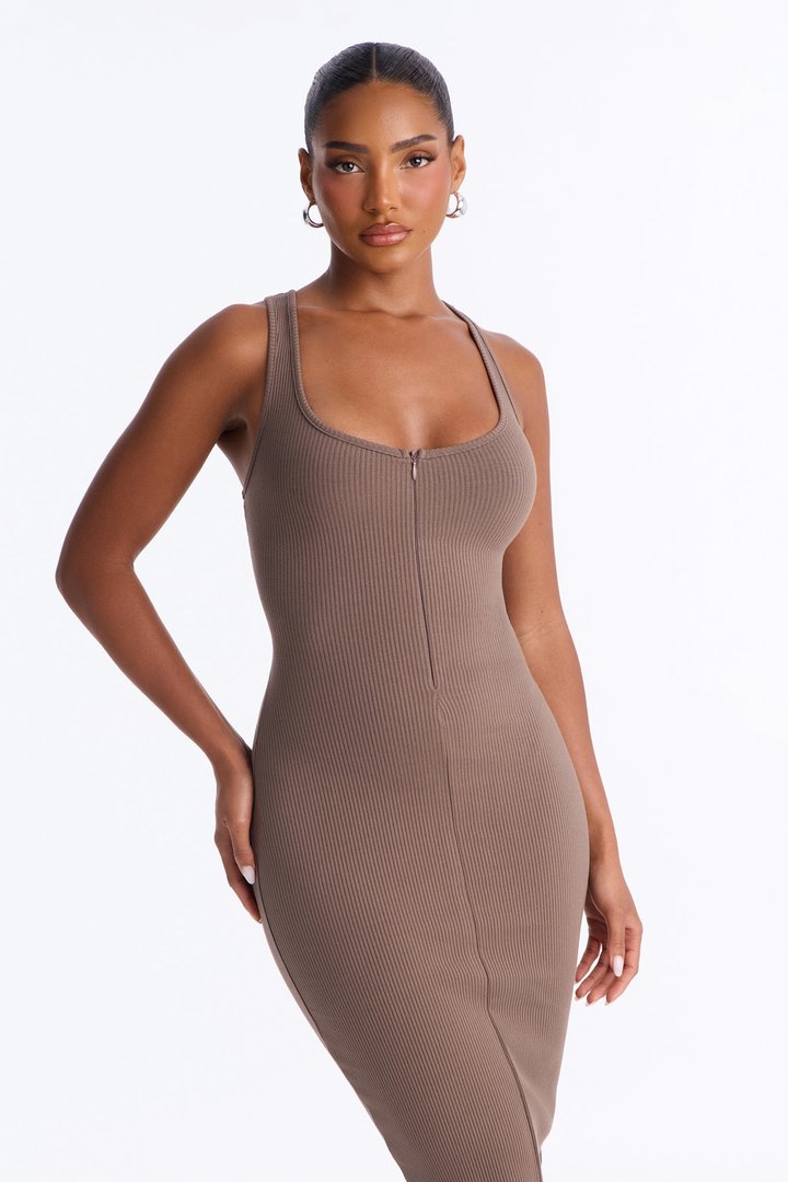 Camilla Snatched Midi Dress - Stone