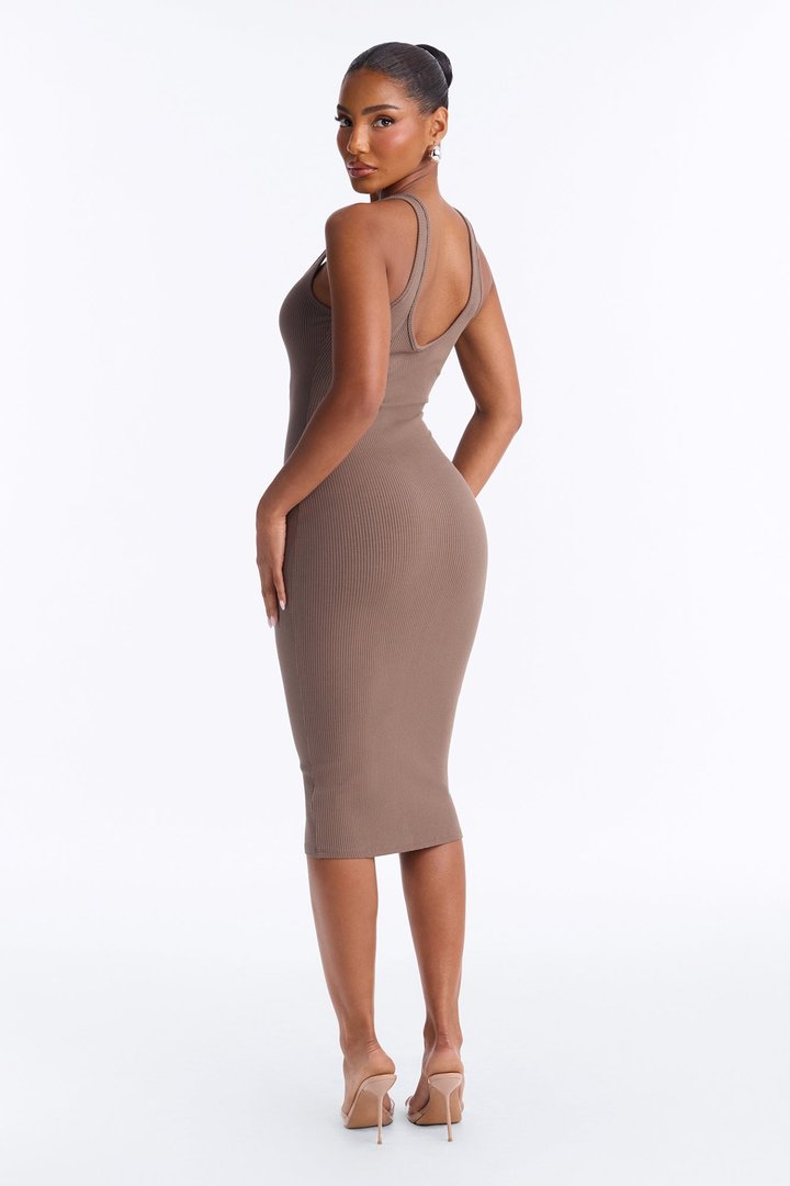 Camilla Snatched Midi Dress - Stone