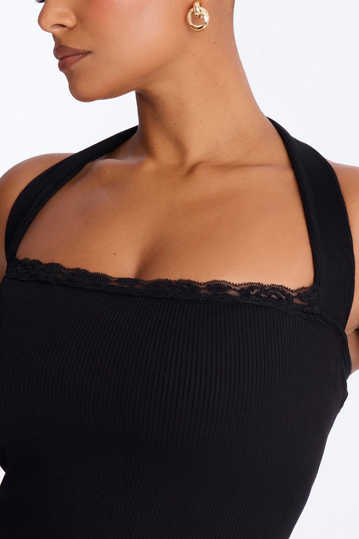 Mallory Halter Snatched Midi Dress - Black