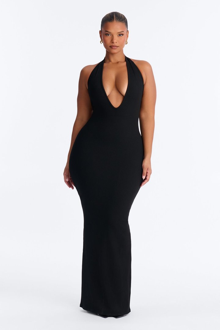 Ana Halter Snatched Maxi Dress - Black