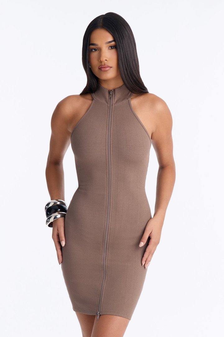 Lexi Snatched Mini Dress - Stone