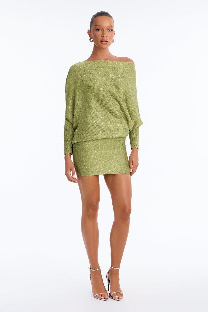 Sophia Sweater Mini Dress - Olive