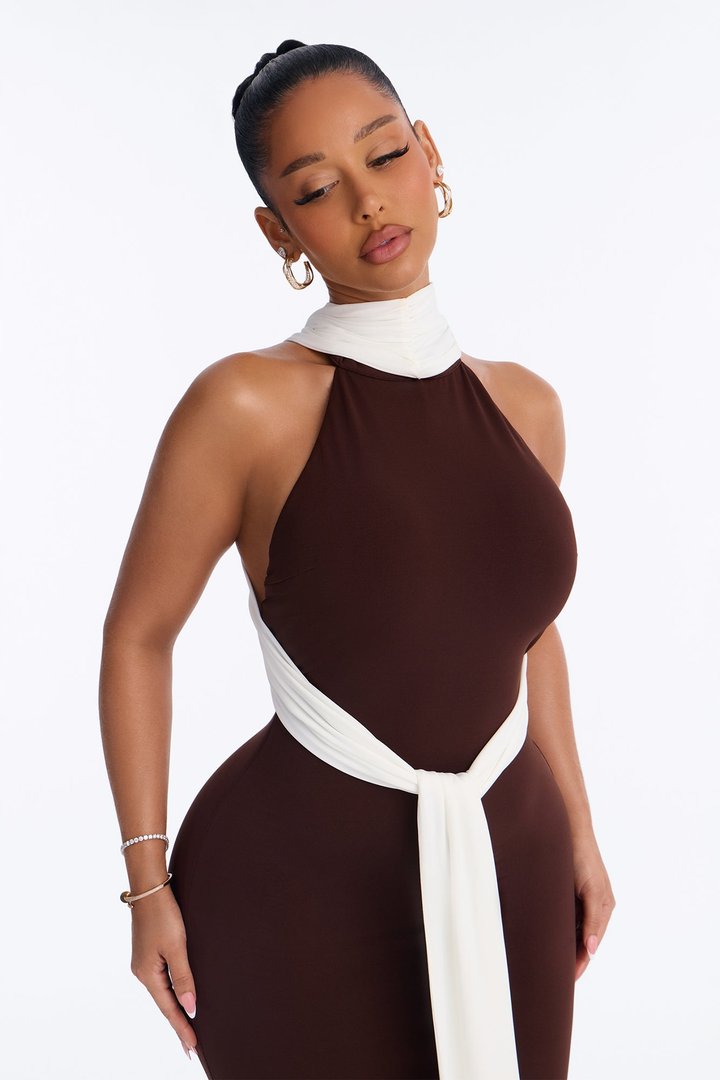 Nicole Colorblock Maxi Dress - Brown/combo