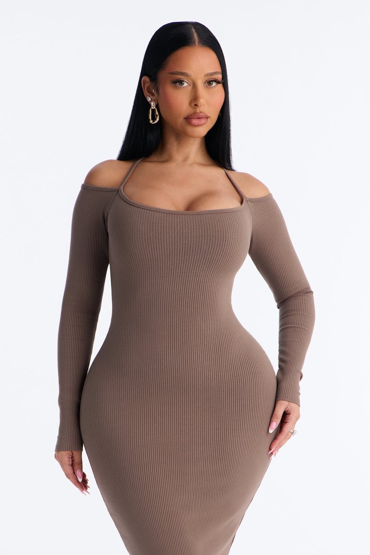 Sariyah Snatched Midi Dress - Stone