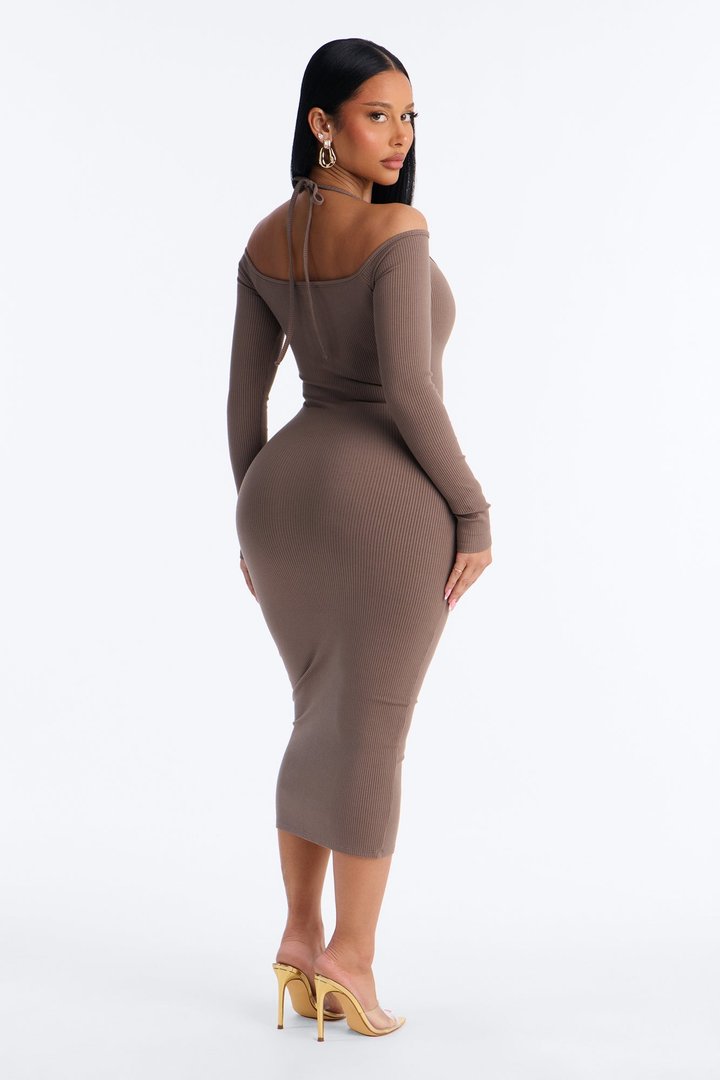 Sariyah Snatched Midi Dress - Stone