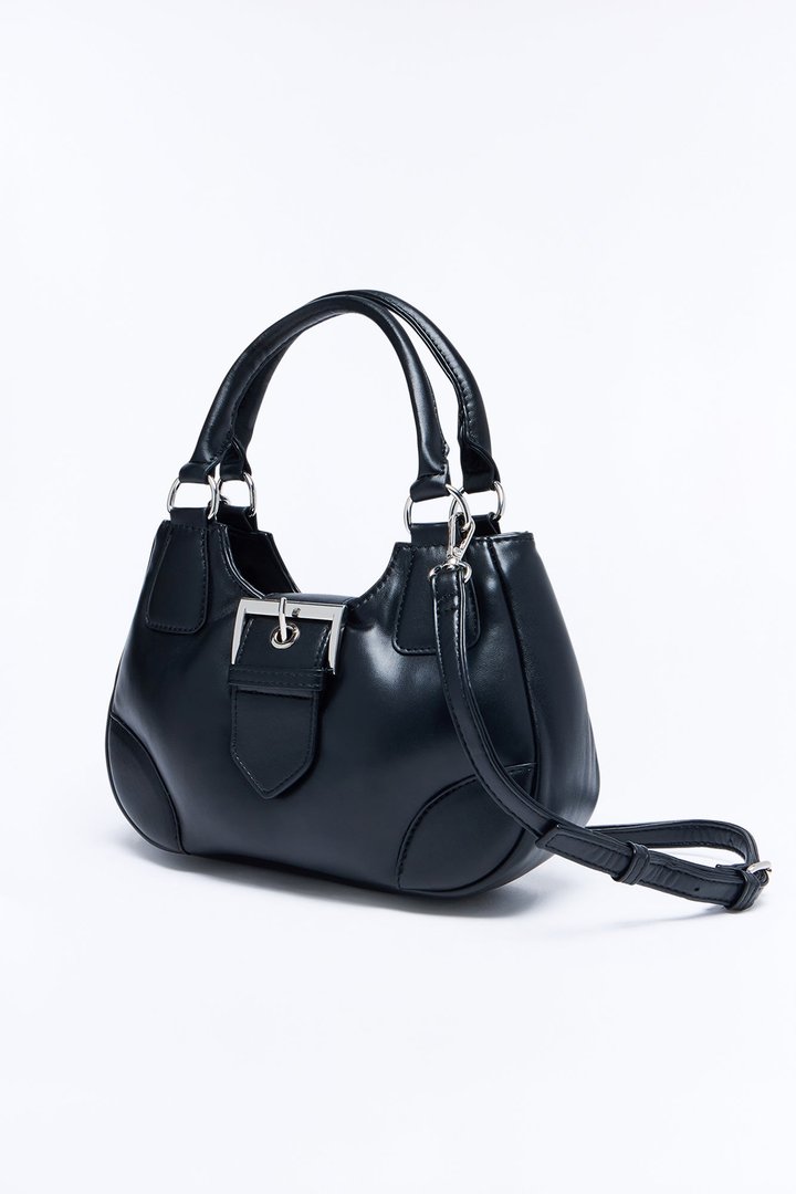 Coffee To Go Faux Leather Crossbody Handbag - Black