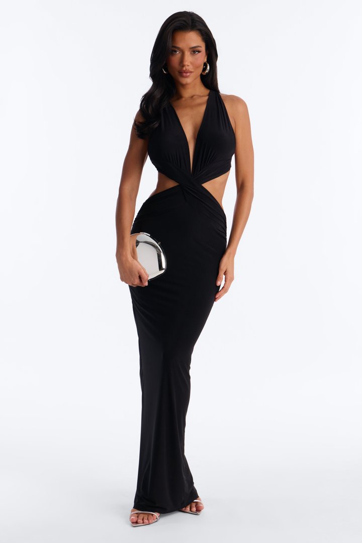 Kaylee Cut Out Backless Maxi Dress - Black