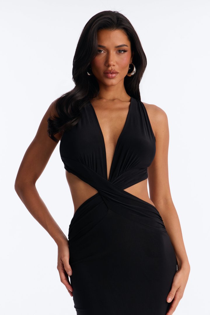 Kaylee Cut Out Backless Maxi Dress - Black