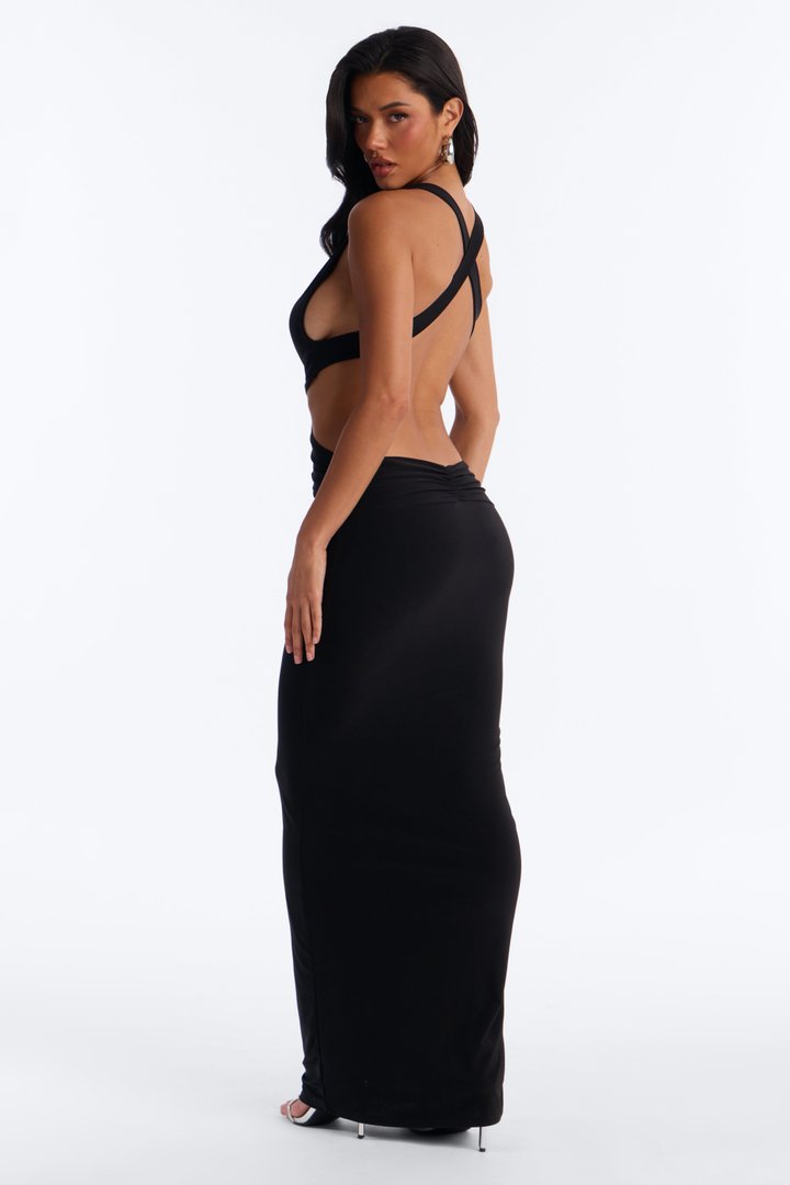 Kaylee Cut Out Backless Maxi Dress - Black
