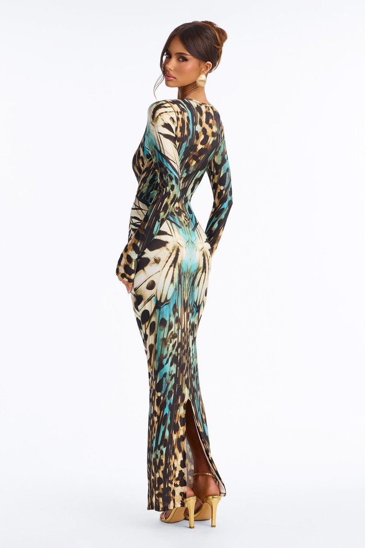 Midnight Desire Long Sleeve Maxi Dress - Blue/combo