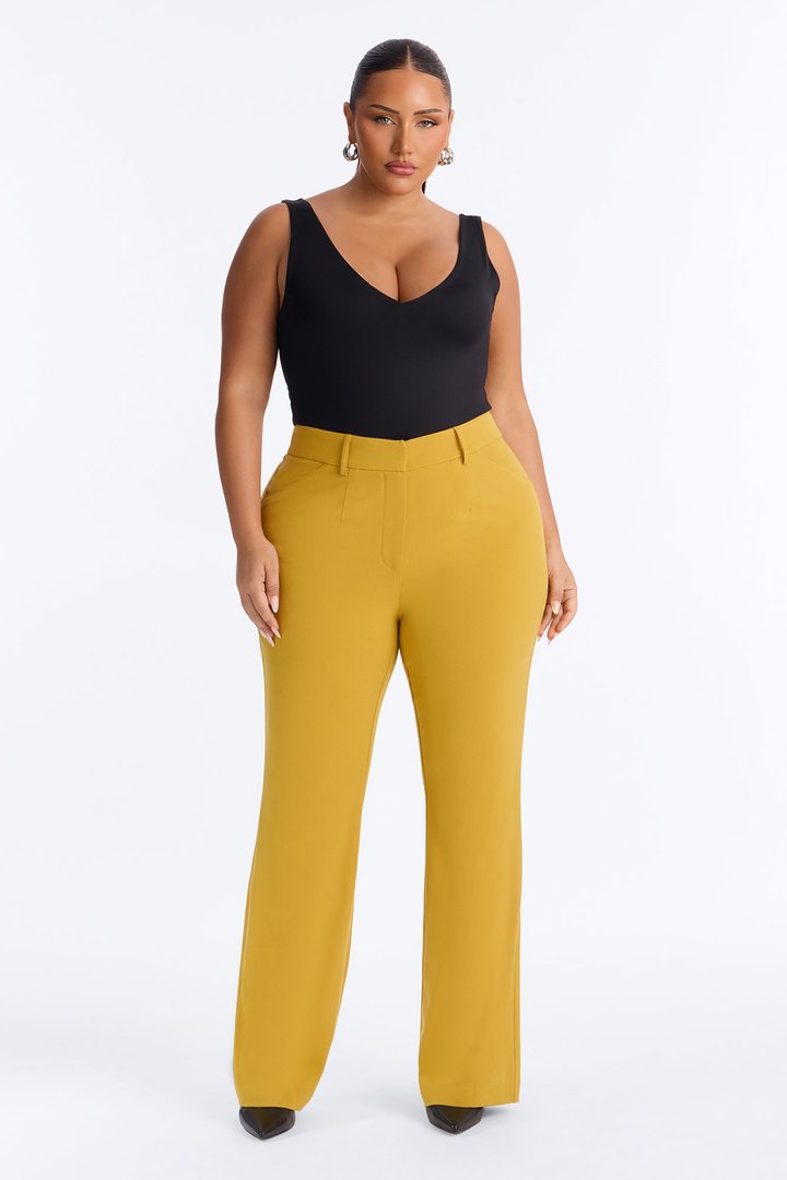 Tasha Dressy High Rise Pants - Mustard