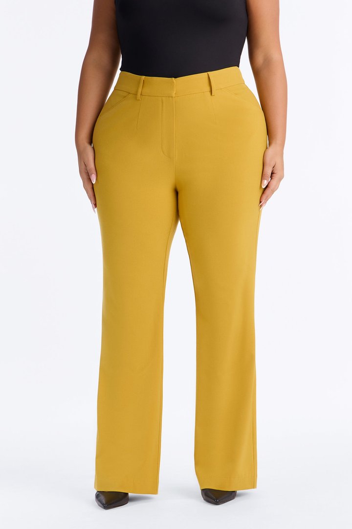 Tasha Dressy High Rise Pants - Mustard