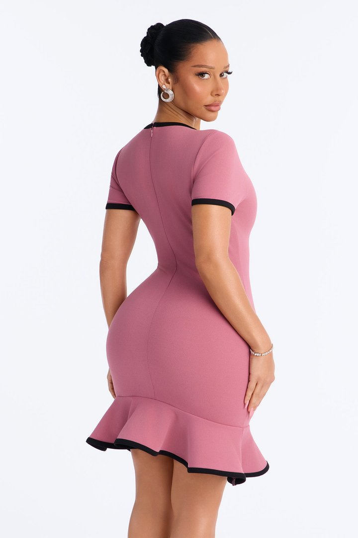 Set The Bar Short Sleeve Mini Dress - Mauve