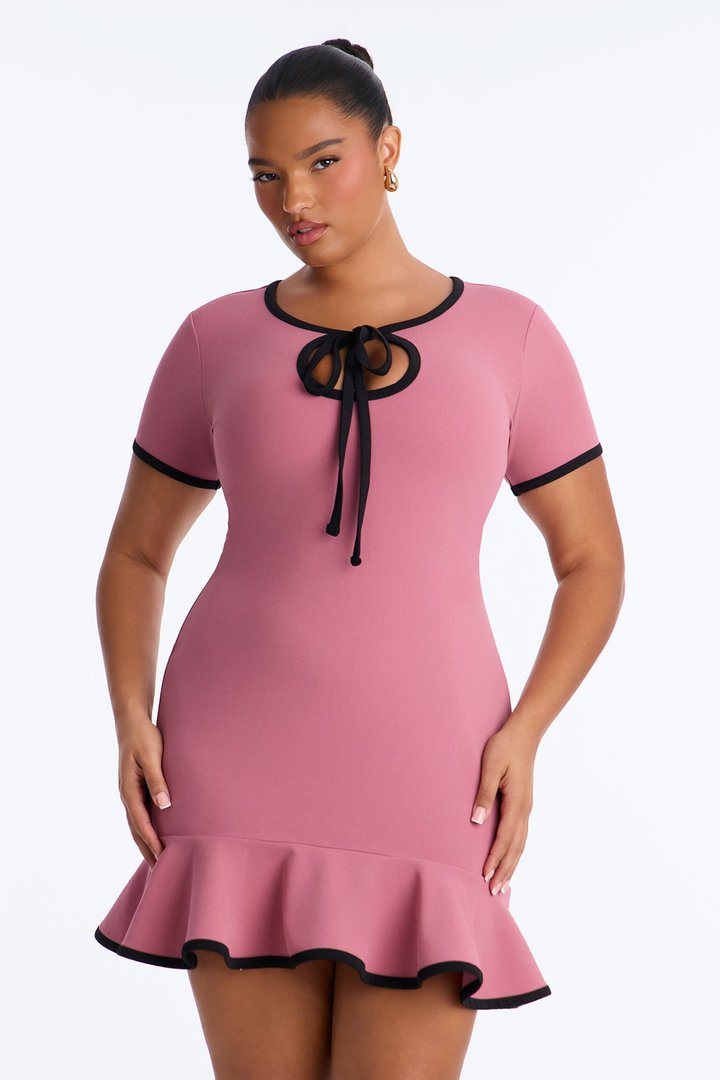 Set The Bar Short Sleeve Mini Dress - Mauve
