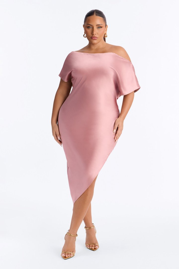 Serene Escape Satin Midi Dress - Mauve