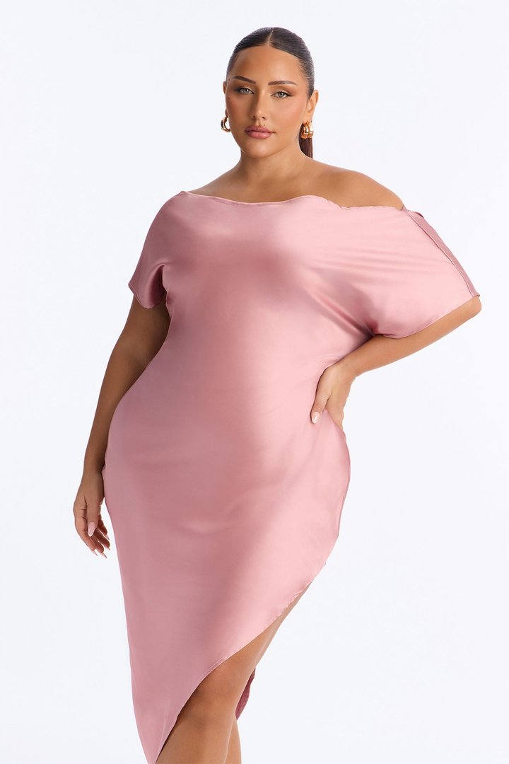 Serene Escape Satin Midi Dress - Mauve