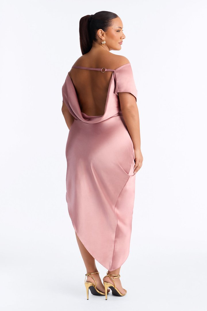 Serene Escape Satin Midi Dress - Mauve