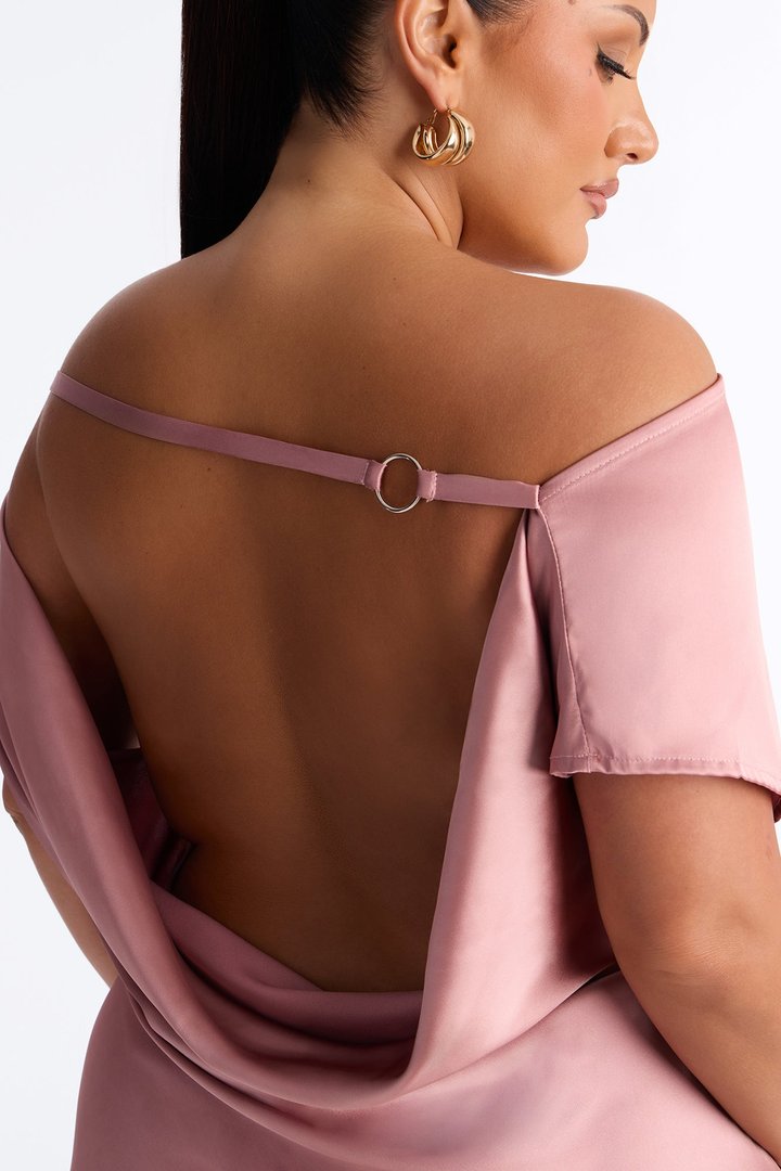 Serene Escape Satin Midi Dress - Mauve