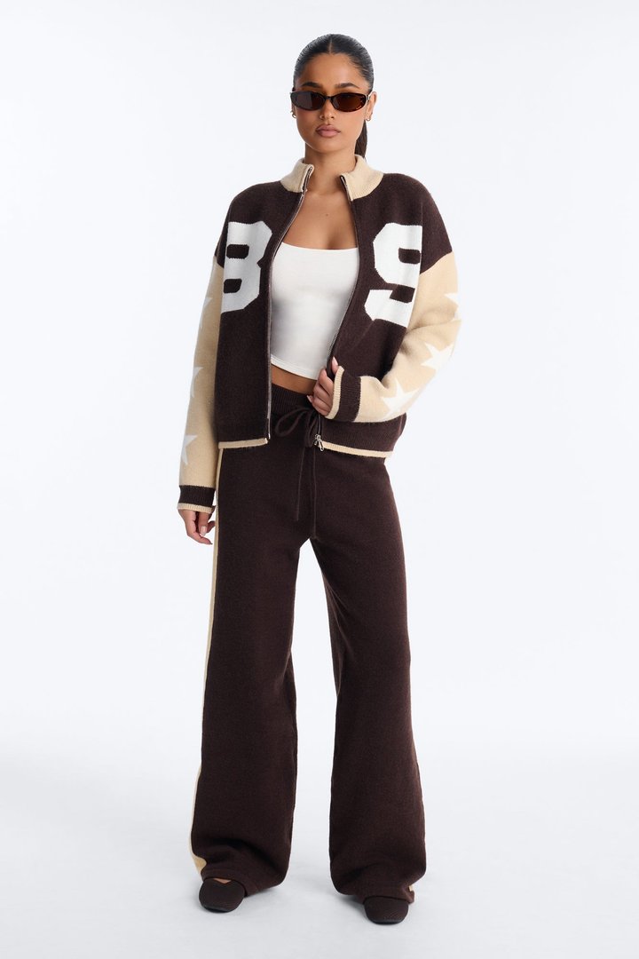 89' Star Sweater Pant Set - Chocolate/Combo