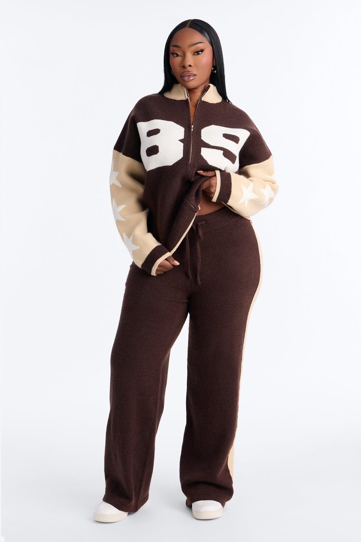89' Star Sweater Pant Set - Chocolate/Combo