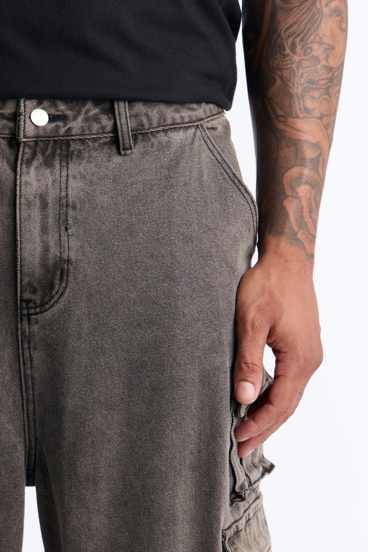 District Utility Cargo Jean - Black Wash
