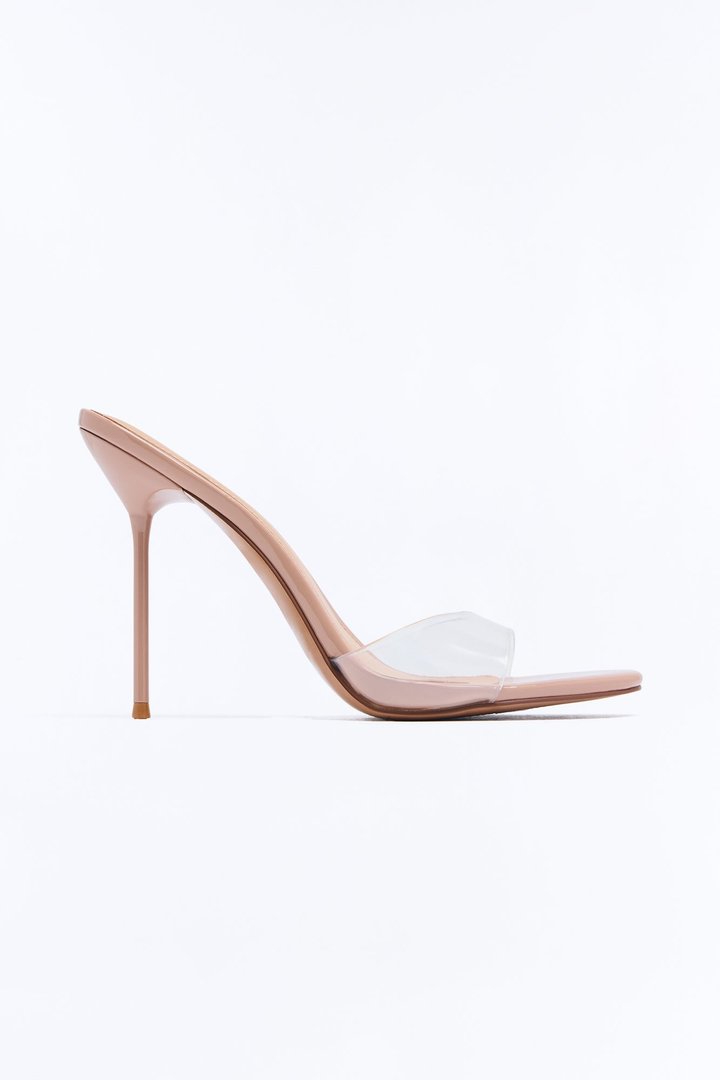 Steve Madden Davina Clear Strap Stiletto Heels - Tan