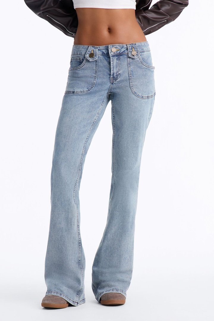 Pick Me Girl Ultra Low Rise Bootcut Jeans - Light Wash