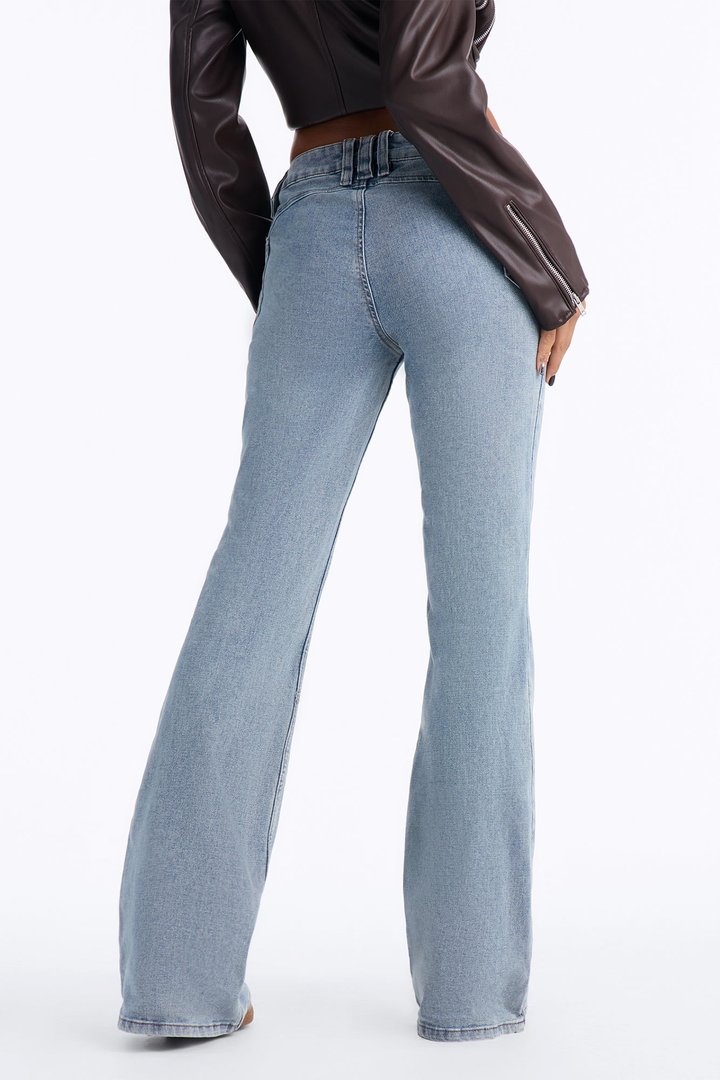Pick Me Girl Ultra Low Rise Bootcut Jeans - Light Wash