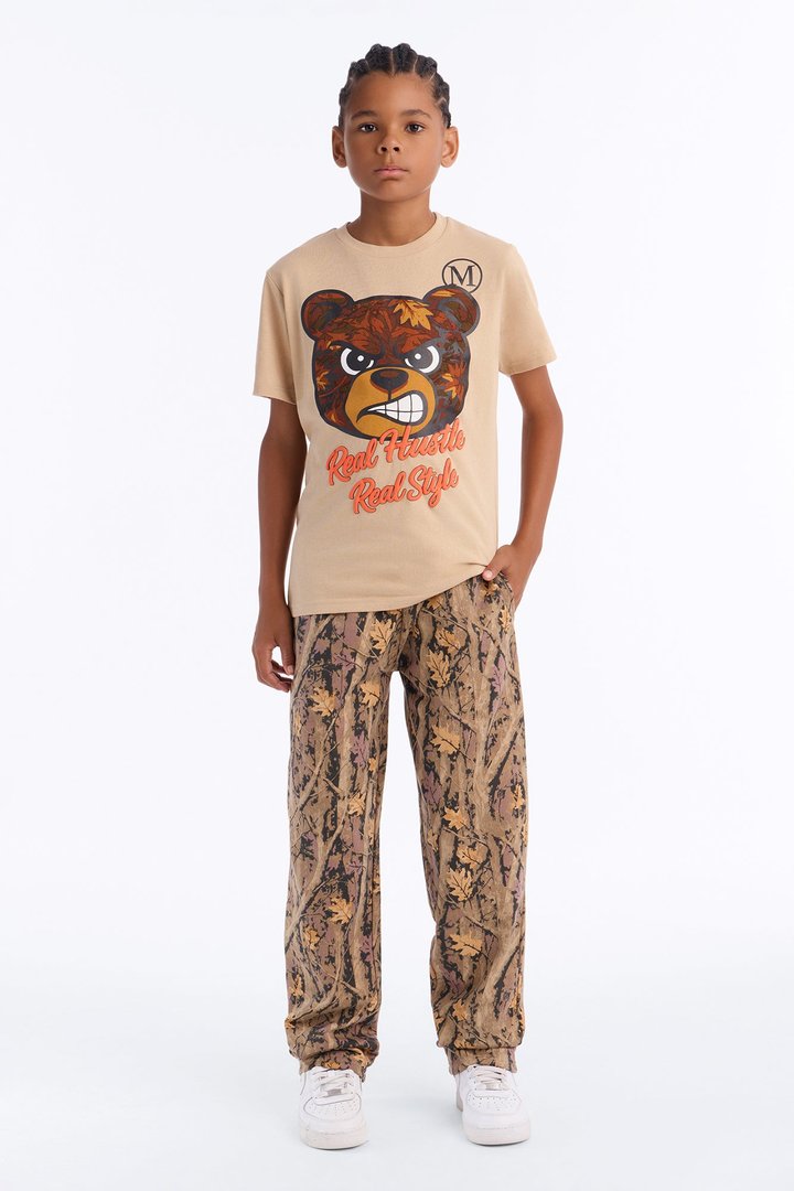 Mini Real Hustle Real Style Pant Set - Khaki/combo