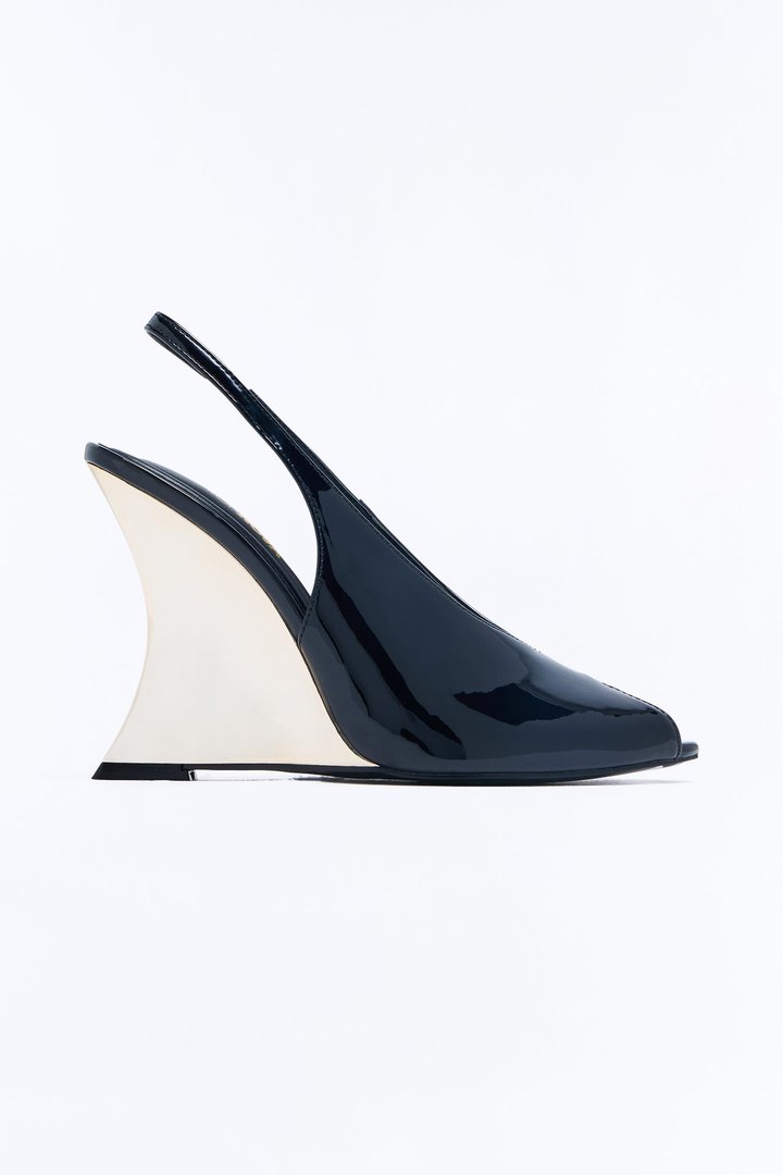 Define Peep Toe Patent Wedges - Black