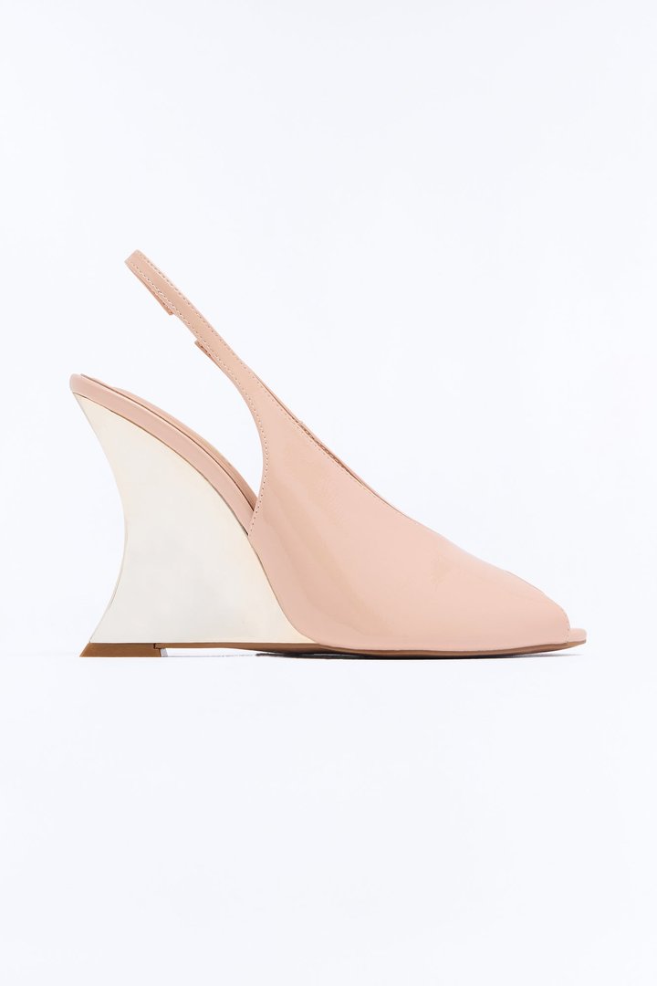 Define Peep Toe Patent Wedges - Nude