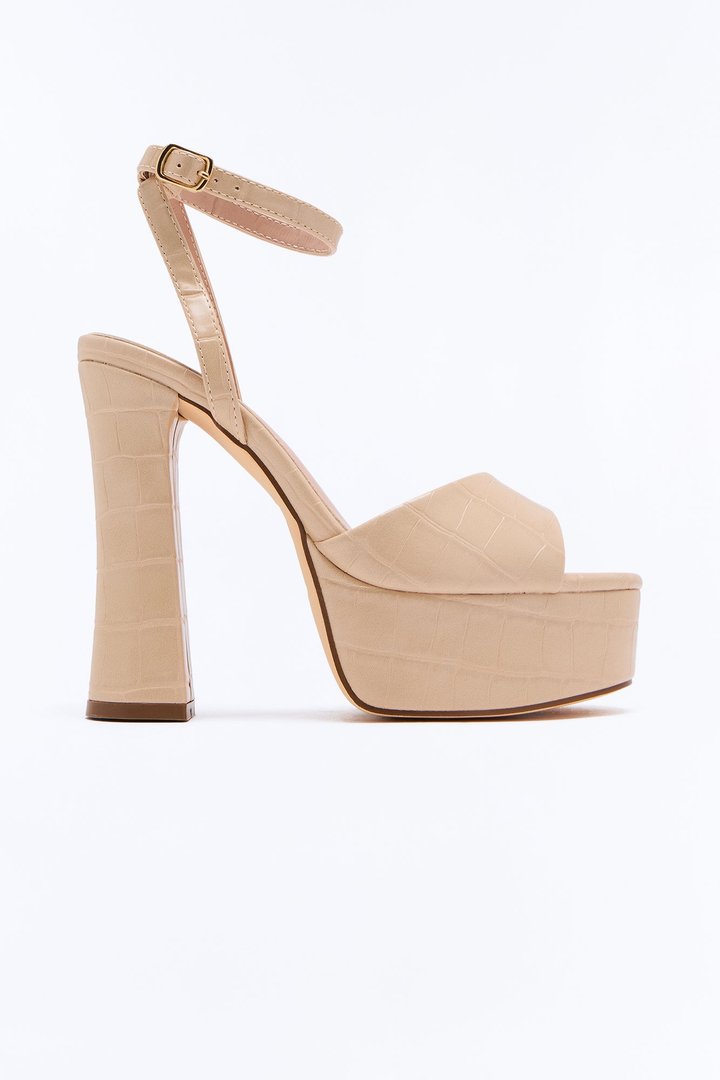 Eliza Croc Platform Heels - Ivory